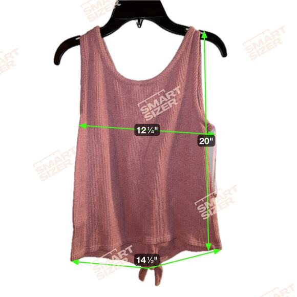 Mudd Tank Top S Womens Y2K 90s Style Waffle Knit Fitted Button Down Tie Mauve - Picture 5 of 5